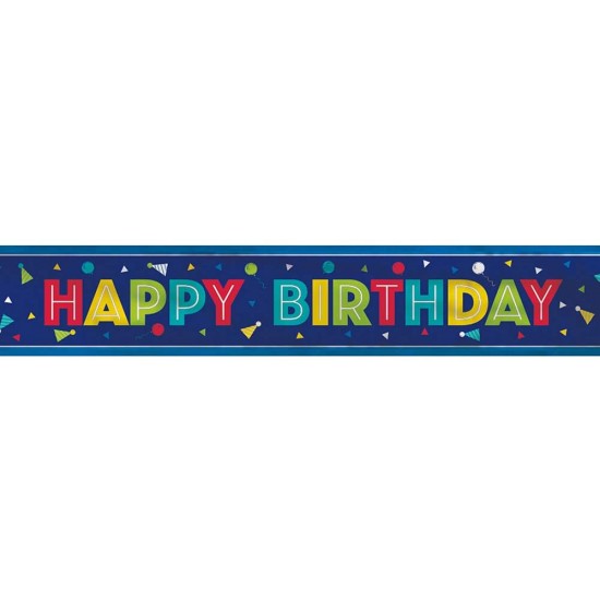 Blue Happy Birthday Foil Banner