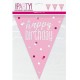 Pink and Silver Holographic Happy Birthday Flag Banner