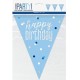 Blue and Silver Holographic Happy Birthday Flag Banner