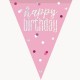 Pink and Silver Holographic Happy Birthday Flag Banner