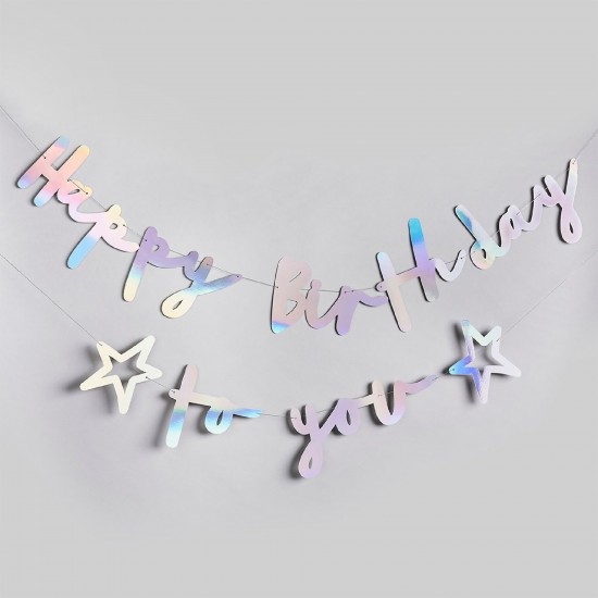 Iridescent Happy Birthday To You Banner