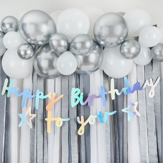 Iridescent Happy Birthday To You Banner