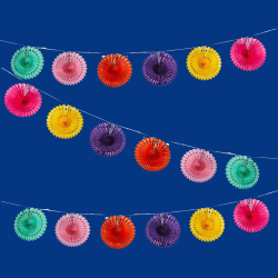 Bright Rainbow Coloured Paper Fan Garland 2 m Bright Rainbow Coloured Paper Fan Garland 2 m