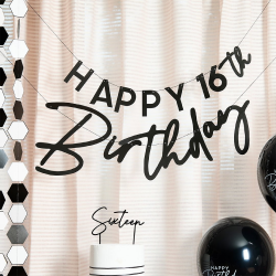 Black Happy Birthday Customisable Banner Black Happy Birthday Customisable Banner