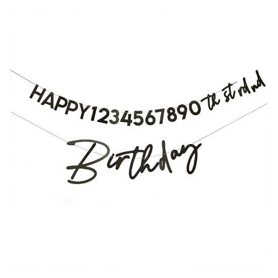 Black Happy Birthday Customisable Banner Black Happy Birthday Customisable Banner
