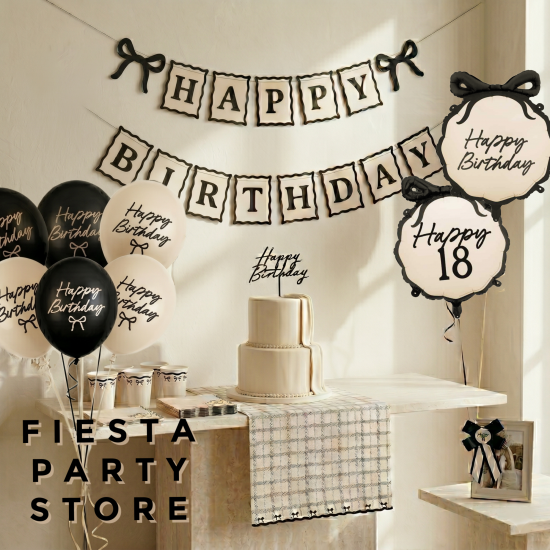 6 Black and Cream Latex Balloons - INFLATED 6 Black and Cream Latex Balloons - INFLATED