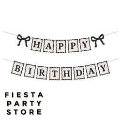 Chic Black and Cream Coquette Birthday Banner