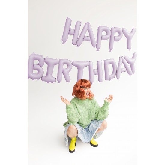 Pastel Purple Happy Birthday Balloon Bunting