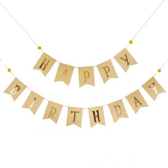 Gold Foiled Happy Birthday Flag Bunting