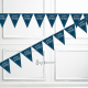 Foil Glitz Blue and Silver Happy Birthday Flag Banner