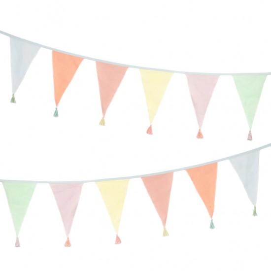Pastel Fabric Bunting with Tassels 3m
