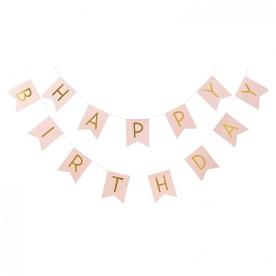 Pink and Gold Foil Happy Birthday Bunting