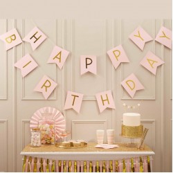 Pink and Gold Foil Happy Birthday Bunting Pink and Gold Foil Happy Birthday Bunting