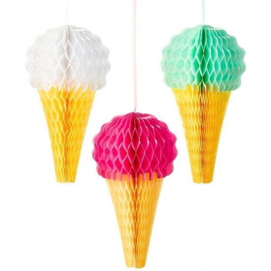 Honeycomb Ice Cream Cones Summer Party Garland