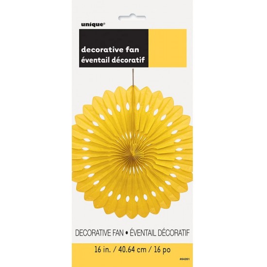 Yellow Decorative Paper Fan, 40.6 cm/16 Inch Tissue paper Fan