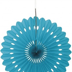 Caribbean Blue Decorative Paper Fan, 40.6 cm/16 Inch Tissue paper Fan