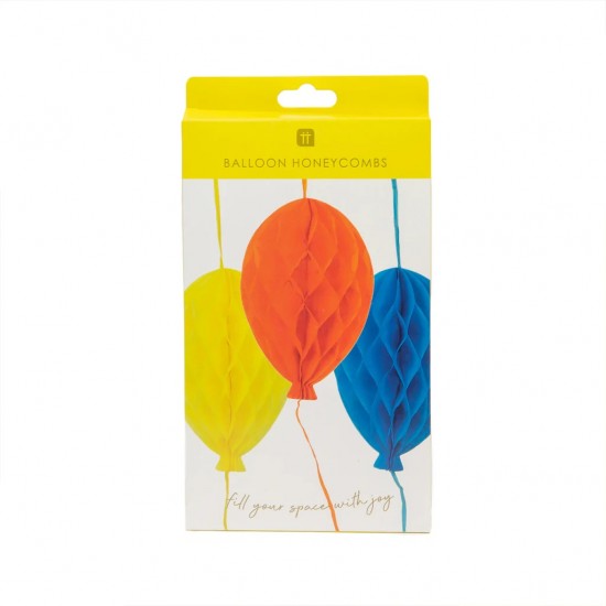 Birthday Balloons Bright Paper Honeycomb Decorations