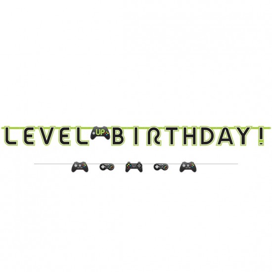 Level Up Gamer Birthday Party Banner