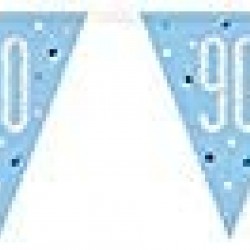 Glitz Blue & Silver 90th Birthday Bunting Banner Glitz Blue & Silver 90th Birthday Bunting Banner
