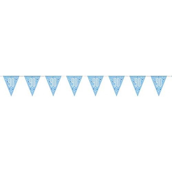 Glitz Blue & Silver 90th Birthday Bunting Banner