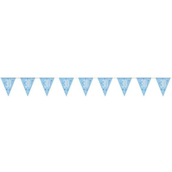 Glitz Blue & Silver 30th Birthday Bunting Banner