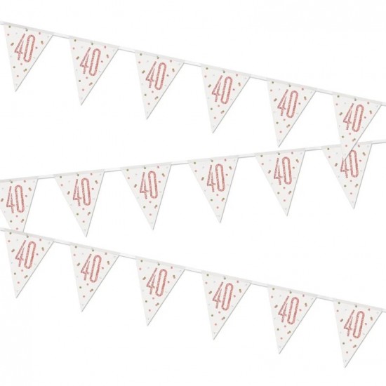 Rose Gold 40th Birthday Bunting