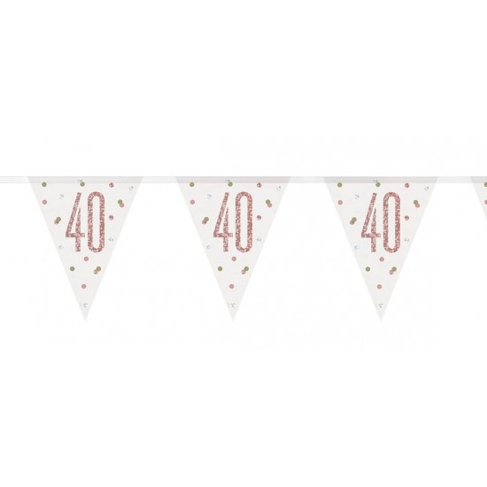 Rose Gold 40th Birthday Bunting