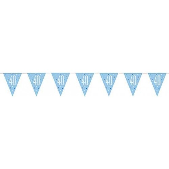 Glitz Blue & Silver 40th Birthday Bunting Banner