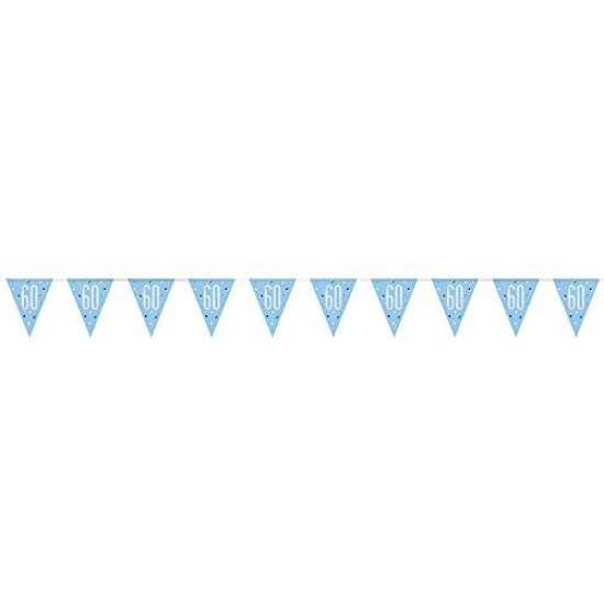 Glitz Blue & Silver 60th Birthday Bunting Banner