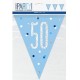 Glitz Blue & Silver 50th Birthday Bunting Banner