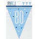 Glitz Blue & Silver 80th Birthday Bunting Banner