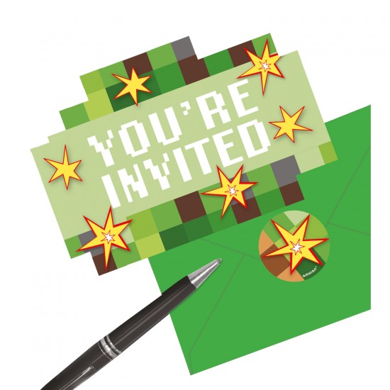TNT Minecraft Party Invitations & Envelopes