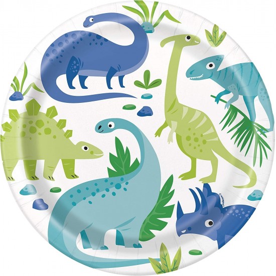 8 Dinosaur Party Plates 23 cm.