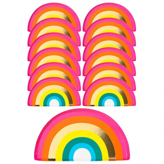 12 Birthday Brights Rainbow Shaped Plates