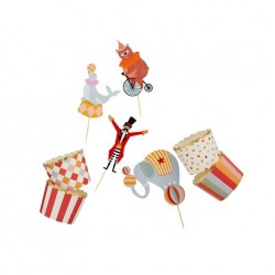 Circus Food Picks and Cupcake Cup Set  Circus Food Picks and Cupcake Cup Set
