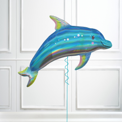 Iridescent Blue Dolphin Supershape Helium Balloon  Iridescent Blue Dolphin Supershape Helium Balloon