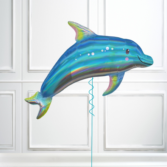 Iridescent Blue Dolphin Supershape Helium Balloon