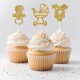12 Glitter Baby Shower Cupcake Toppers