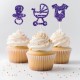 12 Glitter Baby Shower Cupcake Toppers