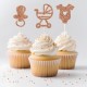12 Glitter Baby Shower Cupcake Toppers