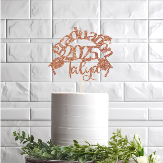 Personalised Custom Glitter Graduation Cake Topper