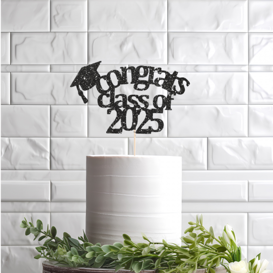 Personalised Custom Glitter Graduation Cake Topper