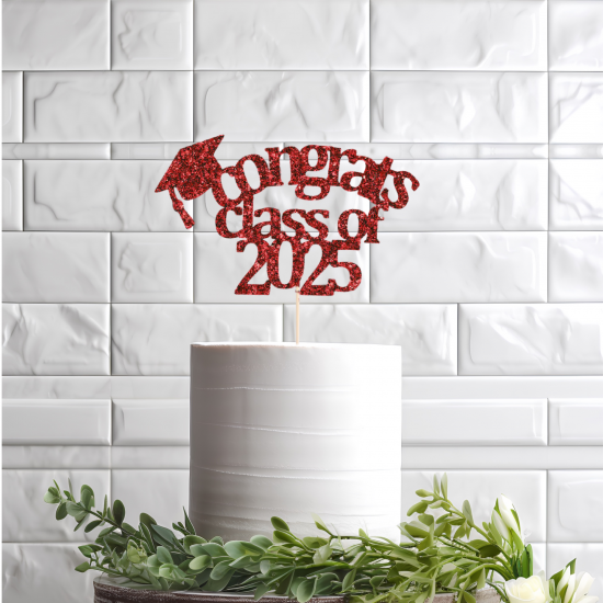 Personalised Custom Glitter Graduation Cake Topper