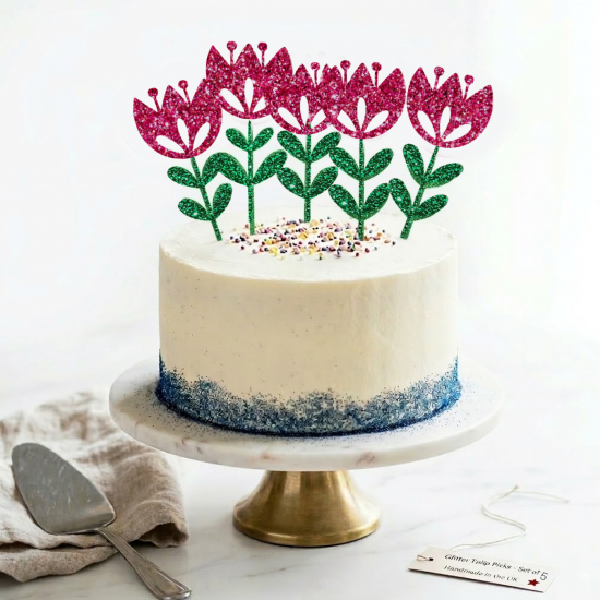 Glitter Tulip Cake Pick