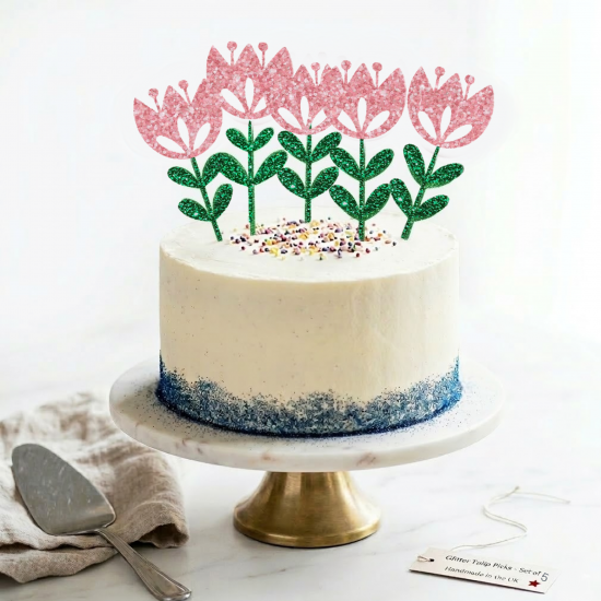 Glitter Tulip Cake Pick