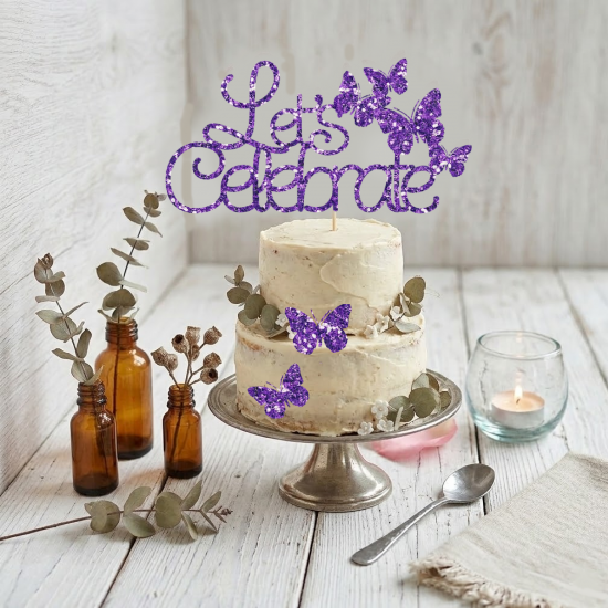Let’s Celebrate Cake Topper with Butterflies