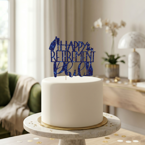 Personalized Happy Retirement Cake Topper