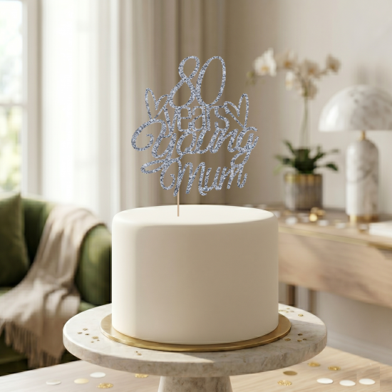 Custom Age Personalized 80 Years Young Mum Cake Topper