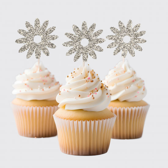 Glitter Daisy Cupcake Picks