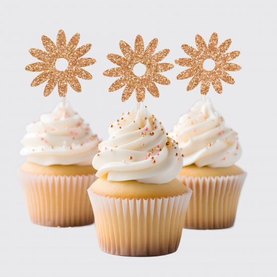 Glitter Daisy Cupcake Picks